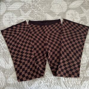 Pacsun branded Checkered brown & tan high-waisted flared knit pants- size small